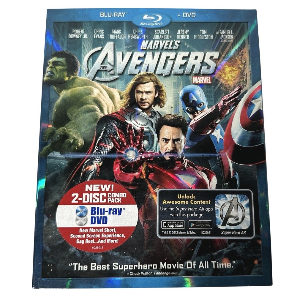 Marvels The Avengers Blu-ray DVD Combo‎ Pack 2012 MCU Movie with Slipcover